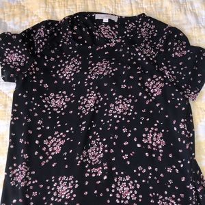 Black floral shirt